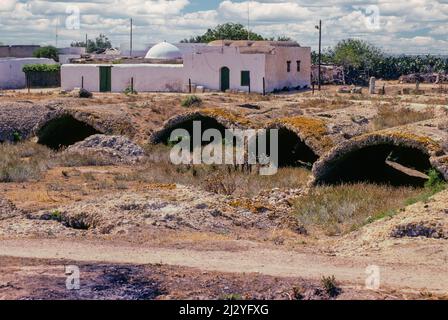 Cartagine, Tunisia. Cisterne di epoca romana di Malaga (La Malga). Quindici di cisterne detenuto romano di Cartagine approvvigionamento di acqua, portato da acquedotto da Zaghouan, 30 miglia a sud. Foto Stock