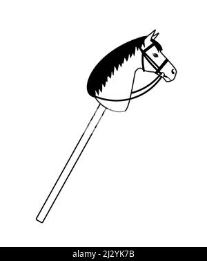 Vettoriale cartoon piatto profilo equitazione hobby cavallo giocattolo isolato su sfondo bianco Illustrazione Vettoriale