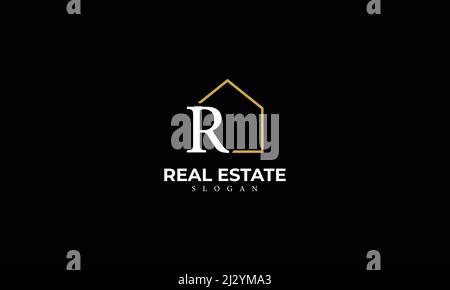 Alphabet R Real Estate Monogram Vector Logo Design, lettera R Casa icona modello Illustrazione Vettoriale