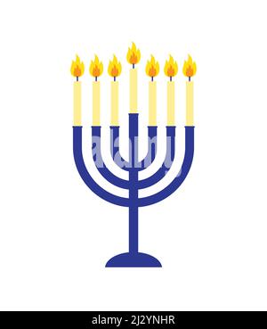 Vettore cartoon piatto Hanukah candele isolato su sfondo bianco Illustrazione Vettoriale