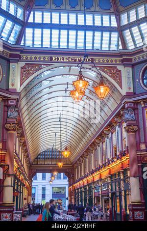 Leadenhall Market, Liverpool Street, Londra, Inghilterra, Regno Unito Foto Stock