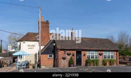 The White Hart Public House, Reading Road, Sherfield on Loddon, Hook, Hampshire, Inghilterra, Regno Unito. Foto Stock