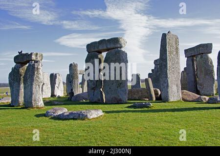 Stonehenge sulla Piana di Salisbury, Wiltshire, Inghilterra Foto Stock