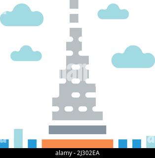 Kiev, Ucraina - 1 marzo 2022: Vector Burj Khalifa, Emirati Arabi Uniti, icona della linea bianca. Illustrazione Vettoriale