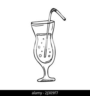 bevande estive vector doodle. linea succo estivo e cocktail schizzo Illustrazione Vettoriale