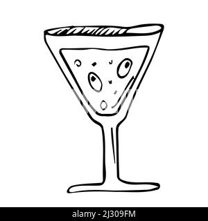 bevande estive vector doodle. linea succo estivo e cocktail schizzo Illustrazione Vettoriale