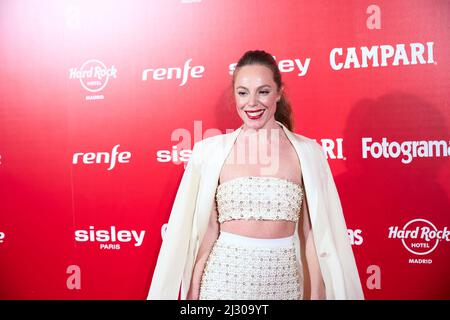 4 aprile 2022, Madrid, Madrid, Spagna: Silvia Marty partecipa ai premi â'Fotogramas de Plata' - Red Carpet al Teatro Eslava il 4 aprile 2022 a Madrid, Spagna (Credit Image: © Jack Abuin/ZUMA Press Wire) Foto Stock