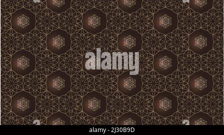 Motivo geometrico marrone con luci lucide dorate lusso dorato realistico motivo senza cuciture. Illustrazione vettoriale Illustrazione Vettoriale