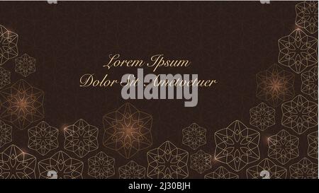 Motivo geometrico marrone con luci lucide dorate lusso dorato realistico motivo senza cuciture. Illustrazione vettoriale Illustrazione Vettoriale