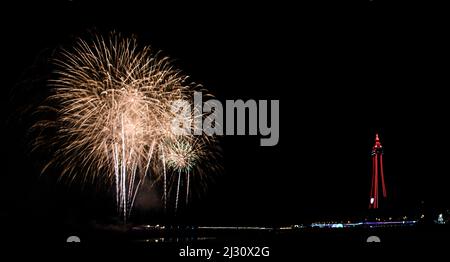 Blackpool Fuochi d'artificio Foto Stock