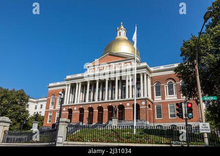 BOSTON, USA - 13 SETTEMBRE 2017: Famoso state capitol a Boston, Massachusetts, USA Foto Stock