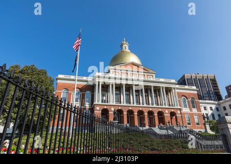 BOSTON, USA - 13 SETTEMBRE 2017: Famoso state capitol a Boston, Massachusetts, USA Foto Stock