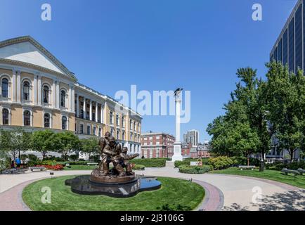 BOSTON, USA - 13 SETTEMBRE 2017: Il Boston Fallen Firefighters Memorial è stato inaugurato il 11 settembre 2007. Foto Stock