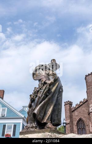 SALEM, USA - 14 SETTEMBRE 2017: Statua impressionante del padre fondatore di Salem City, Roger Conant Foto Stock