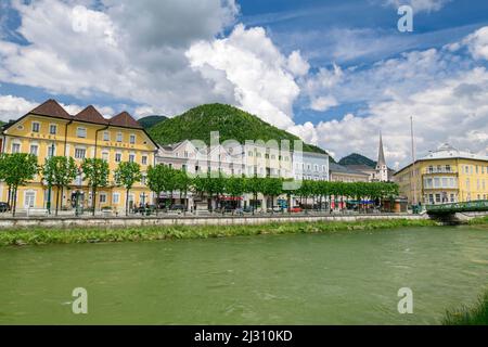 Bad Ischl con Traun in primo piano, Bad Ischl, Salzkammergut, Austria superiore, Austria Foto Stock