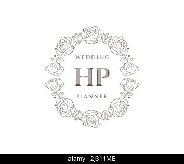HP sigla lettera matrimonio monogramma collezione loghi, disegnati a mano moderno minimalista e modelli floreali per biglietti d'invito, Salva la data, elegante Illustrazione Vettoriale