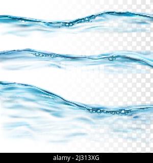 Acqua marina corrente Splash e Wave Set Vector Illustrazione Vettoriale