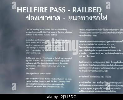 Hellfire Pass sul famigerato Birmania in Thailandia la ferrovia della morte, dove migliaia di prigionieri di guerra alleati asiatici e gli operai sono morti durante la Seconda Guerra Mondiale. Foto Stock