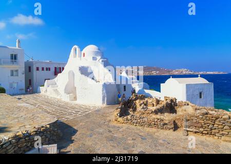 Panagia Paraportian cappella, Mykonos città, Mykonos, Cicladi Isole, Grecia Foto Stock