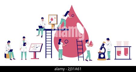 Analisi del sangue in vettore di laboratorio medico Illustrazione Vettoriale
