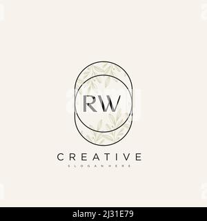 RW Initial Letter Flower Logo Template vettore premium Illustrazione Vettoriale