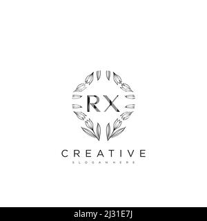 RX Initial Letter Flower Logo Template vettore premium Illustrazione Vettoriale