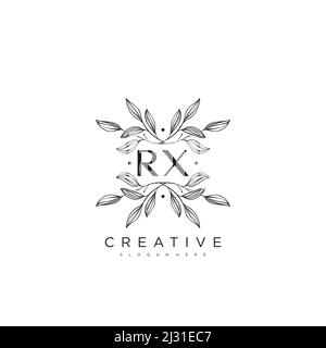 RX Initial Letter Flower Logo Template vettore premium Illustrazione Vettoriale