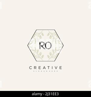 RO Initial Letter Flower Logo Template vettore premium Illustrazione Vettoriale