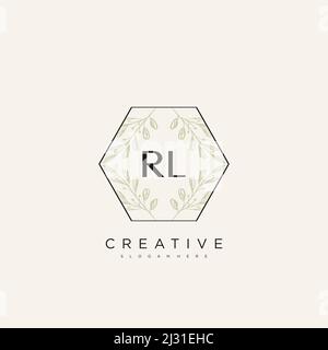 Rl Initial Letter Flower Logo Template vettore premium Illustrazione Vettoriale