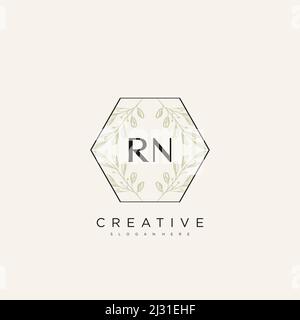 RN Initial Letter Flower Logo Template Vector Premium Vector Illustrazione Vettoriale