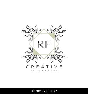 RF Initial Letter Flower Logo Template vettore premium Illustrazione Vettoriale