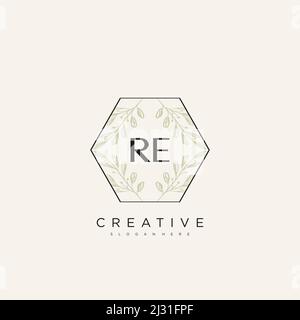 RE Initial Letter Flower Logo Template Vector Premium Vector Illustrazione Vettoriale