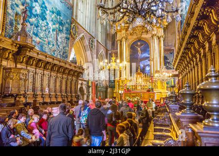 CRACOVIA, POLONIA - MAGGIO 5,2014: La gente visita la Cattedrale di Wawel, la parte del complesso del Castello di Wawel a Cracovia, Polonia. Foto Stock