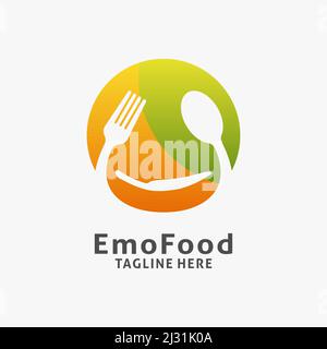 Logo alimentare in forma emoticon Illustrazione Vettoriale