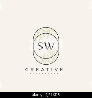 SW Initial Letter Flower Logo Template Vector Premium Vector Illustrazione Vettoriale