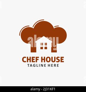 Design del logo della casa dello chef Illustrazione Vettoriale