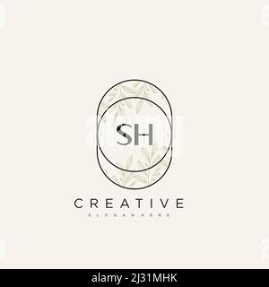 SH Initial Letter Flower Logo Template vettore premium Illustrazione Vettoriale