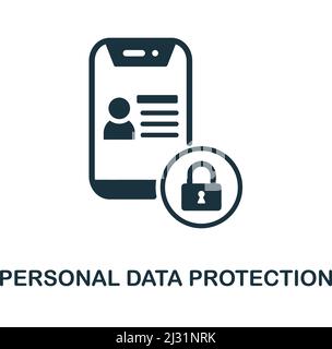 Icona protezione dati personali. Icona monocromatica Simple Personal Data Protection per modelli, web design e infografiche Illustrazione Vettoriale