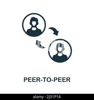 Icona peer-to-peer. Icona monocromatica Peer-to-Peer semplice per modelli, web design e infografiche Illustrazione Vettoriale