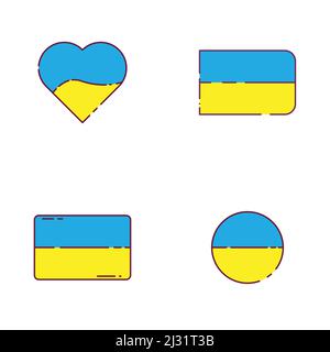 Flag stile linea ucraino Illustrazione Vettoriale