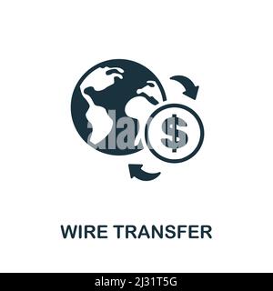 Icona trasferimento filo piatto. Segno colorato dell'elemento dalla raccolta della gestione finanziaria. Flat Wire Transfer icona segno per web design, infografica e altro ancora. Illustrazione Vettoriale