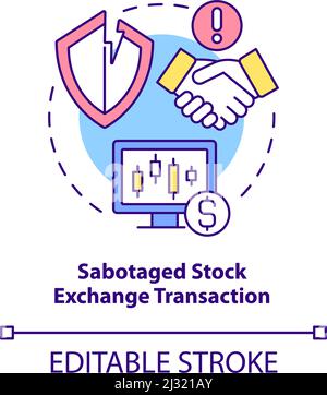 Icona del concetto di transazione di borsa sabotata Illustrazione Vettoriale