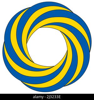 Bandiera circolare blu gialla Ucraina, paese senza simbolo UA Illustrazione Vettoriale