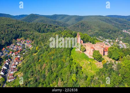 Vista aerea delle rovine del monastero di Limburgo, strada del vino Palatinato, Bad Durkheim, Renania-Palatinato, Germania Foto Stock