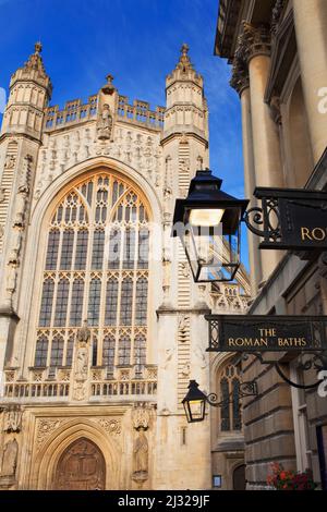 Abbazia di Bath e bagni Romani, Bath, Somerset, Regno Unito Foto Stock