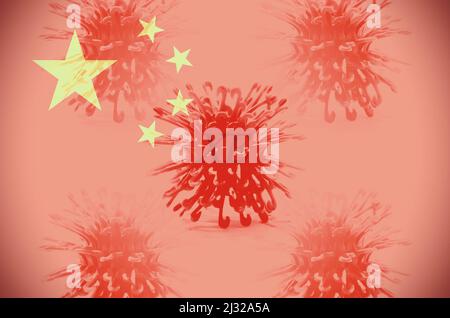 Illustrazione 3D del virus omicron variante XE. Foto Stock