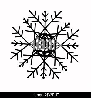 L'icona del fiocco di neve. Silhouette nera fiocco di neve segno, isolati su sfondo bianco. Design piatto. Simbolo di inverno, congelate, Natale e Capodanno Vacanze. Gr Illustrazione Vettoriale