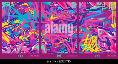 Modello di sfondo dell'illustrazione vettoriale astratta Graffiti Style A4 Poster Illustrazione Vettoriale