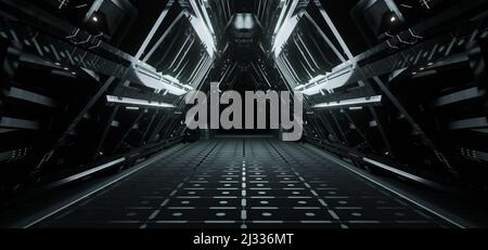 Futuristica Scienza Fiction Alien Interior vuoto Studio Light Grey colori sfondo sfondo carta da parati usata per Clubs 3D Illustrazione Foto Stock