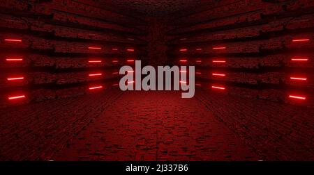 Modern Metallic Empty Tunnel Hallway Gate Gray Abstract background Concept of the Future for Product Sfondi Presentazione 3D rendering Foto Stock